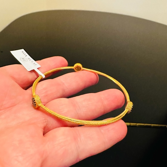 NWT Authentic Minimalist Luxury Julie Vos Pave' Obsidian Black Medium Bangle - Picture 12 of 17